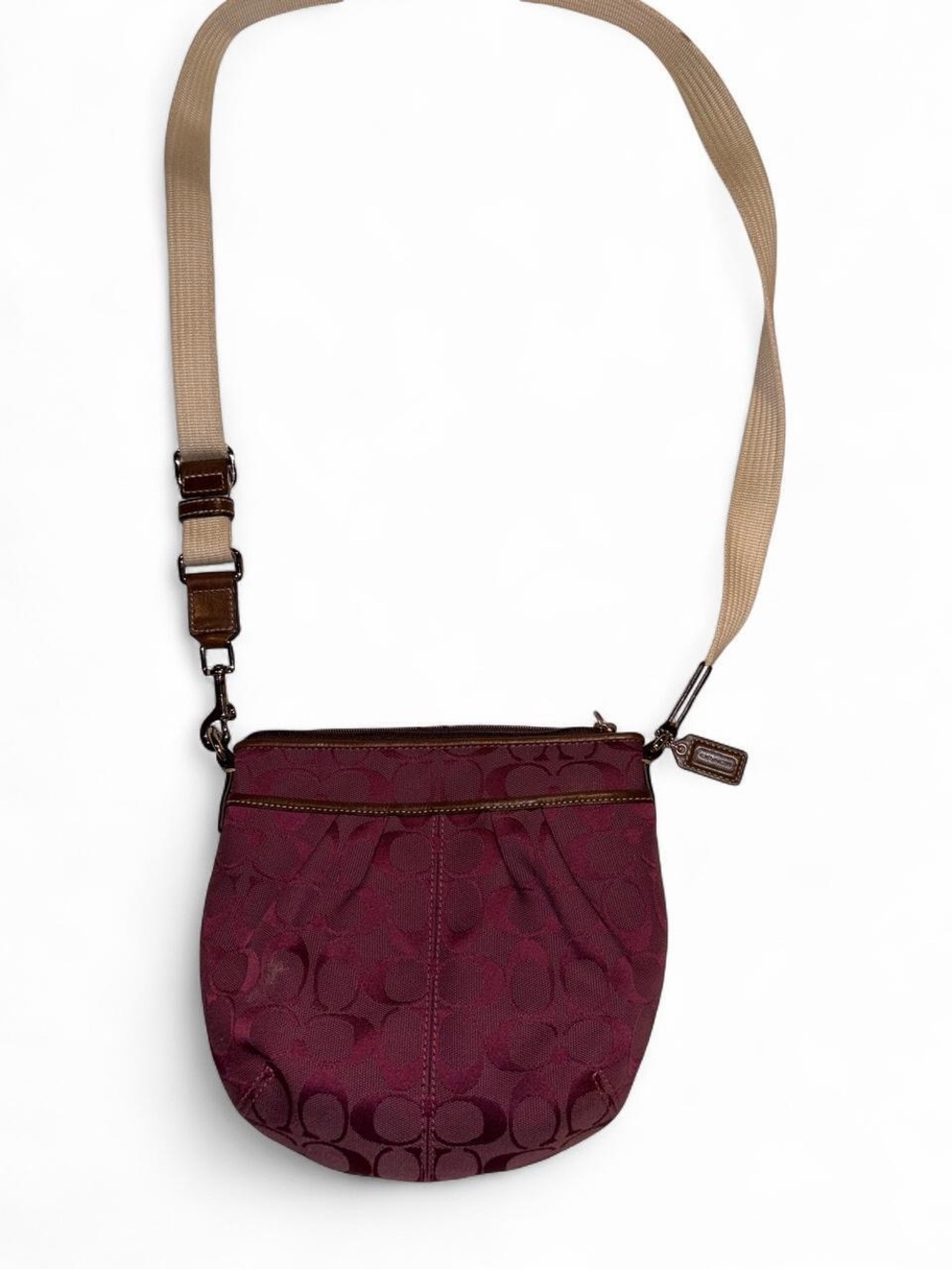 Coach Burgundy Signature Jacquard Crossbody
